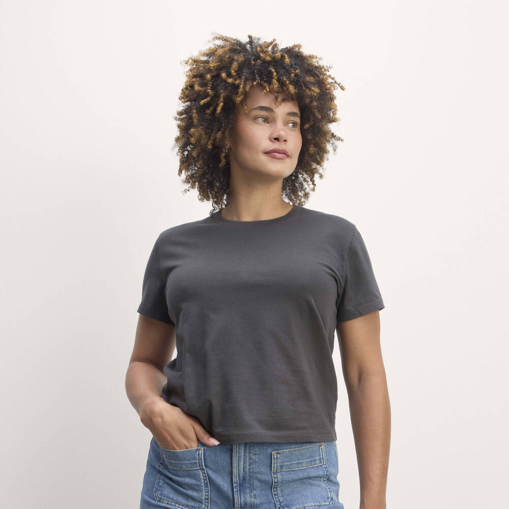 Everlane Women's Box-Cut T-Shirt in Essential Cotton in Graphite, Size 2XL